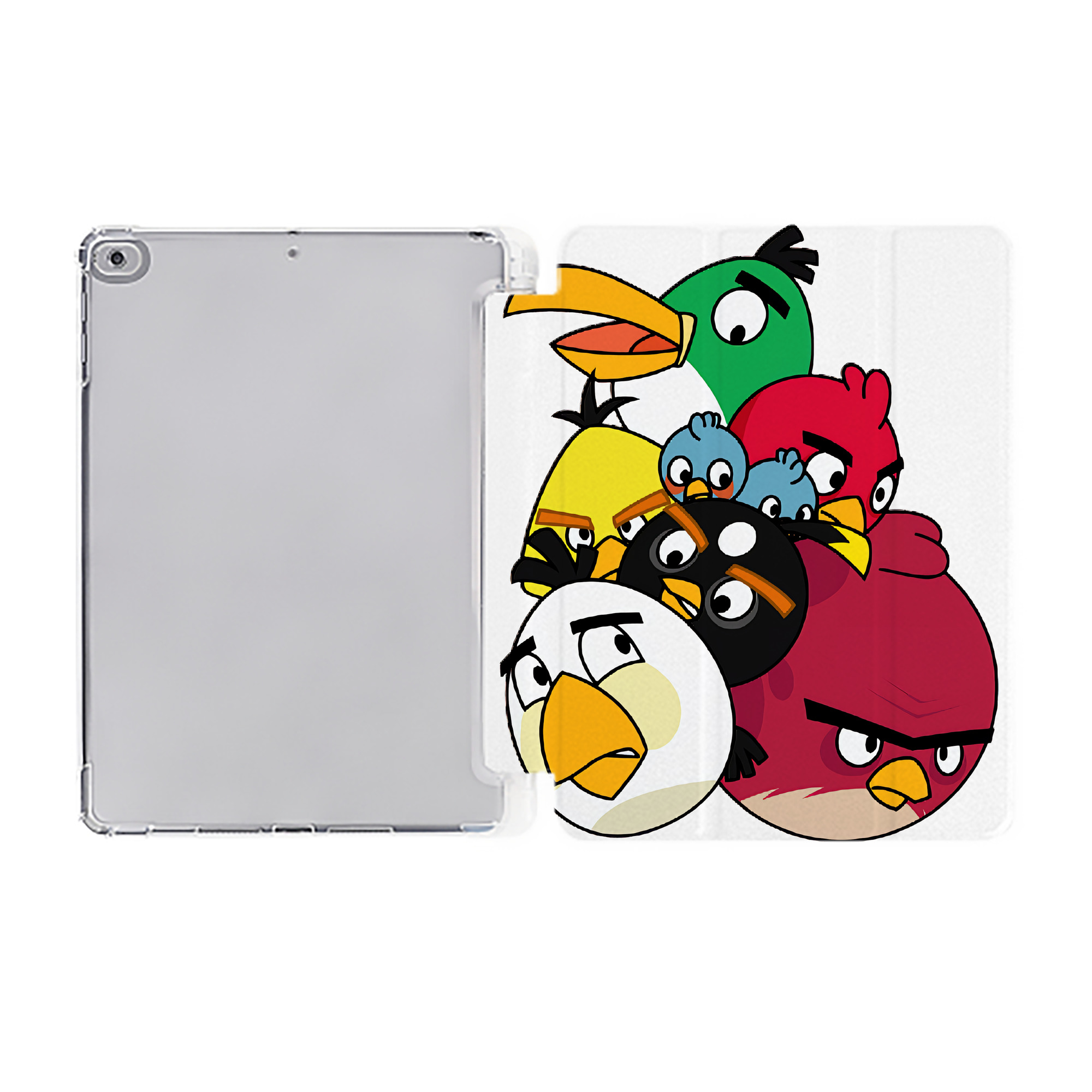 （画像用） Angry Birds アングリーバード IPad ケース ペン収納付き 三つ折りスタンド PUレザー×シリコン 対応機種9.5/10.5/10.9インチ